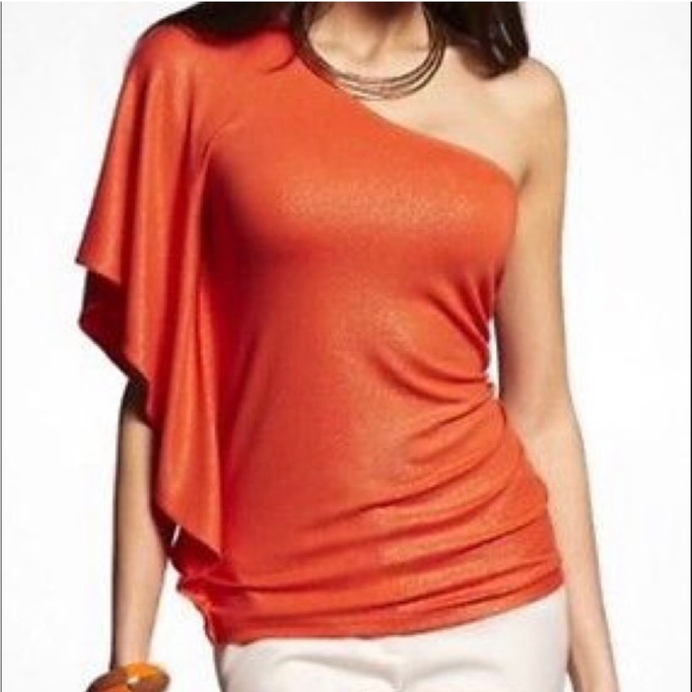 Express one sleeve coral/orange top
